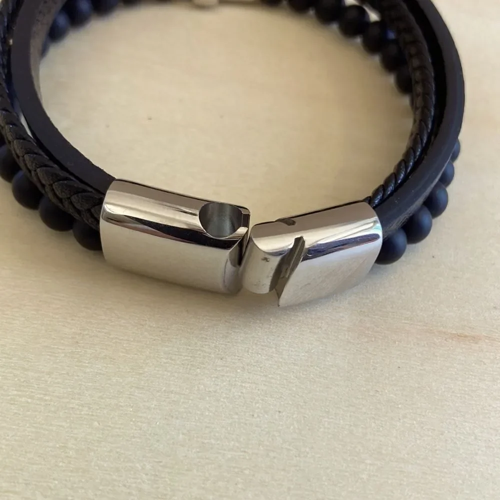 Leather Cross Bracelet